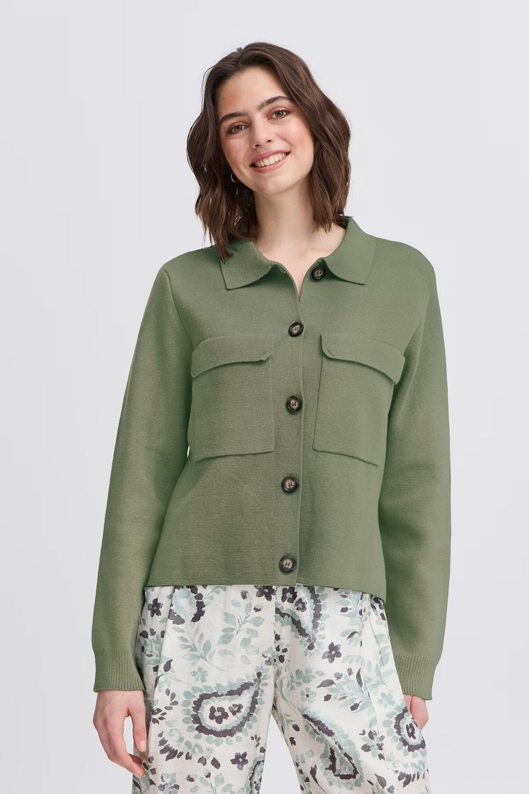 5499 - Frita Cardigan Agave Green - Fransa