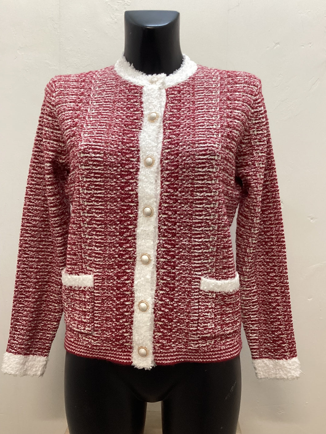 Dm161- Crayola Pink  Channel Style Cardigan - Castle