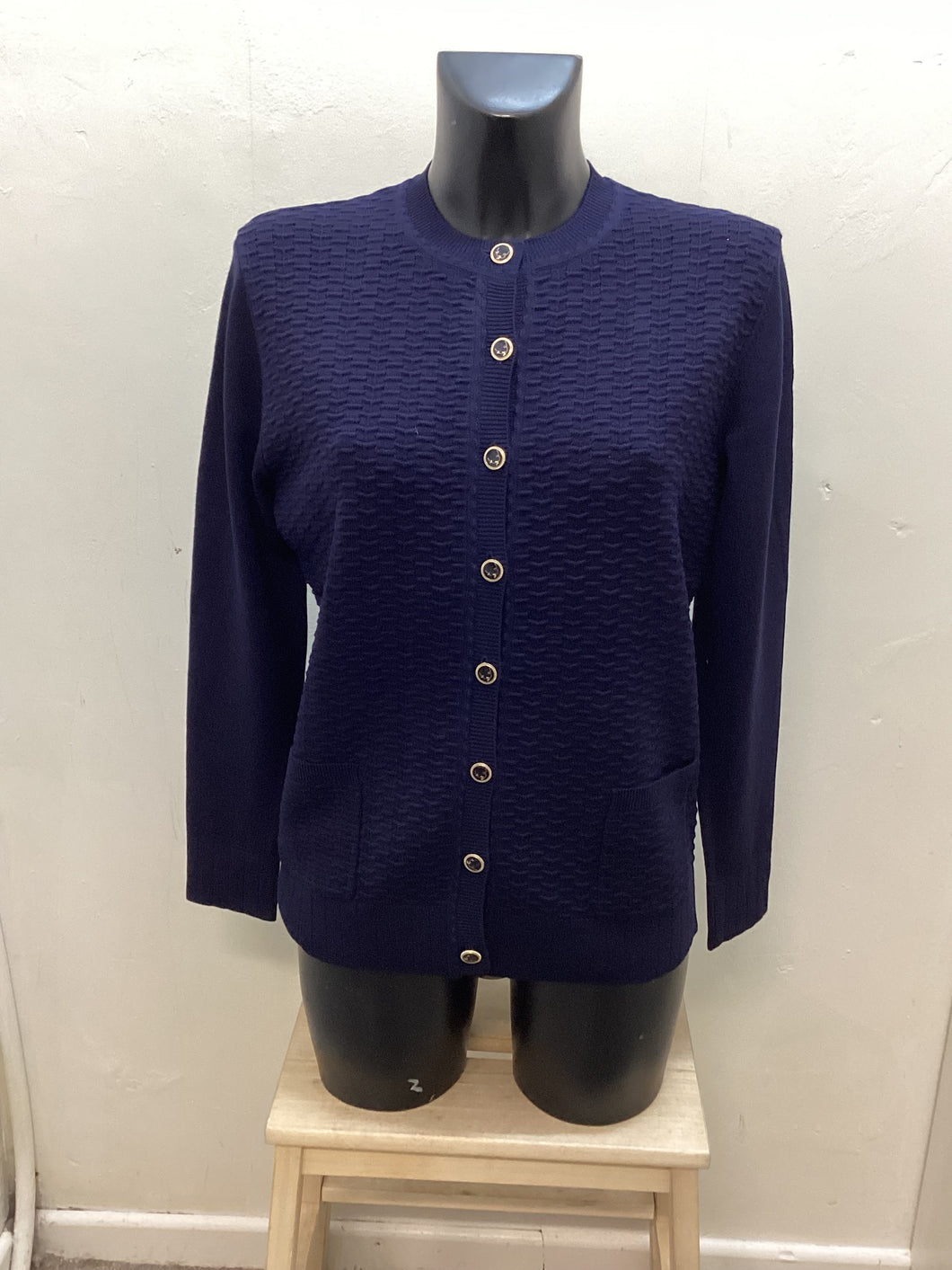 SV346 - Navy Button up Cardigan - Castle