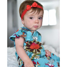 Load image into Gallery viewer, Teal Exotic Flower Short Sleeve Babygro - Powell Craft