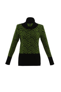 7118 - Green Print Turtle Neck - Marble