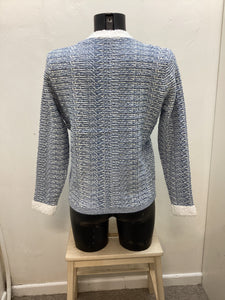 Dm161- Blue Hyacinth Channel Style Cardigan - Castle