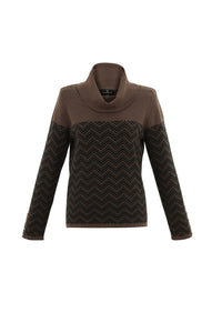 7560 - Brown Print Turtle Neck - Marble