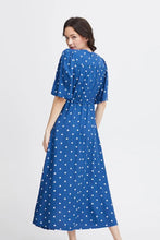 Load image into Gallery viewer, 3496- Blue Polkadot Dress - Fransa