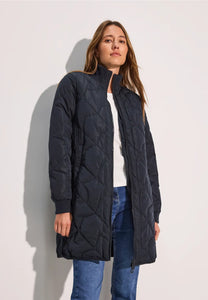 101021 - Dark Navy Long Blouson Coat - Cecil