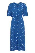 Load image into Gallery viewer, 3496- Blue Polkadot Dress - Fransa