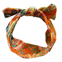 Load image into Gallery viewer, Orange Paisley Baby Bow Headband - Powell Craft