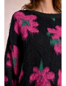 1593 - Floral Brushed Knit Jumper - Molly Bracken