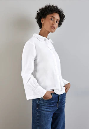 345057 - White Embroidered Blouse with Collar- Street One