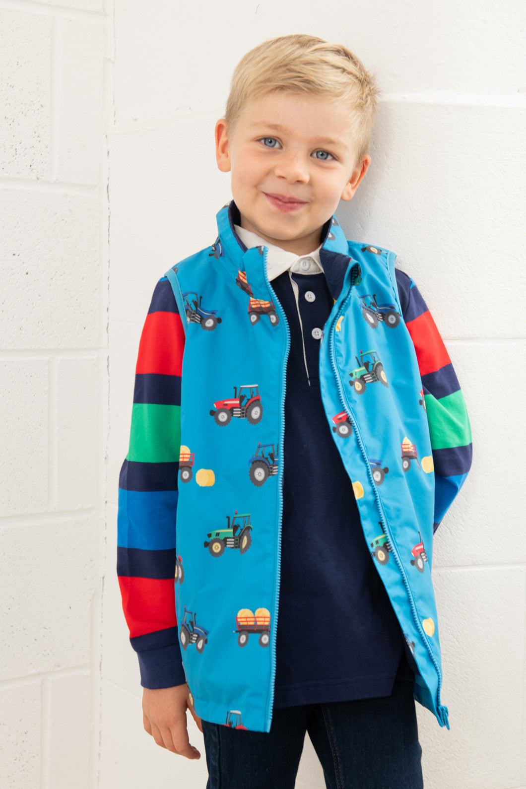 Alex Boys Gilet - Tractor Print - Little Light House