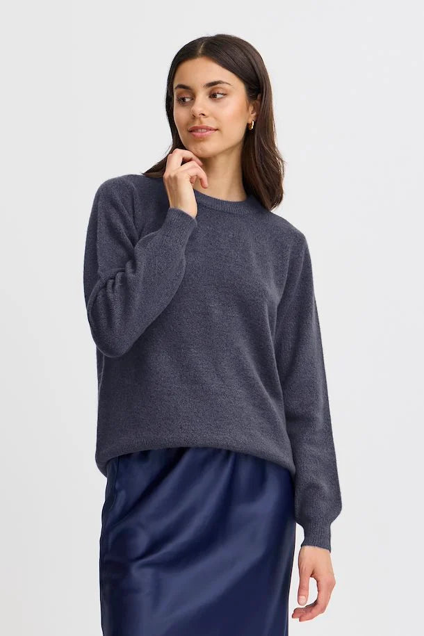 4492- Round Neck Jumper-Indigo- Fransa