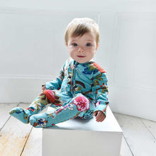 Load image into Gallery viewer, Teal Exotic Flower Babygro - Powell Craft