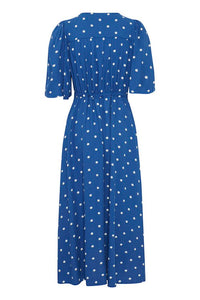 3496- Blue Polkadot Dress - Fransa