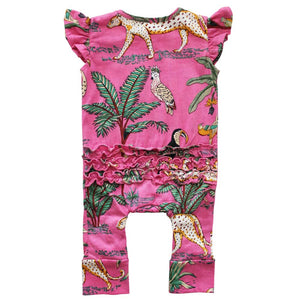 Pink Safari Short Sleeve Babygro - Powell Craft