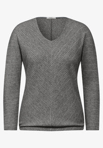 322386- Grey V- Neck Jumper - Cecil