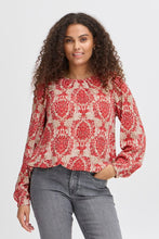 Load image into Gallery viewer, 5119- Long Sleeve Printed Top- Poinsettia- Fransa