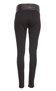 24104- Leatherette Leggings- Black- Naya