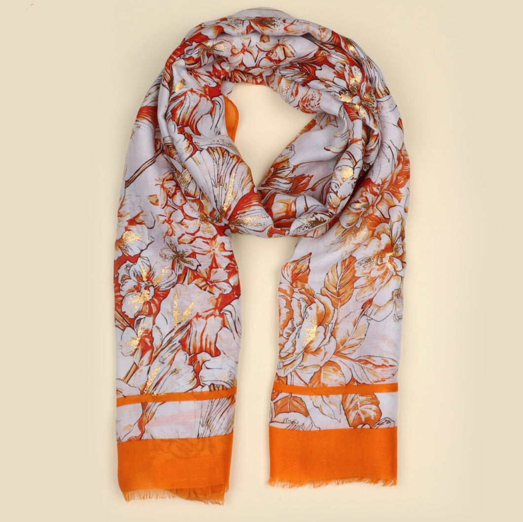 Orange on sale print scarf