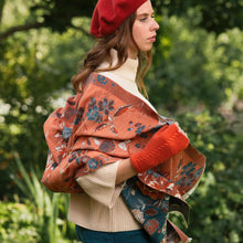 Load image into Gallery viewer, 04811 - Poppy Floral Woven Scarf - Orange/Teal - Forever England