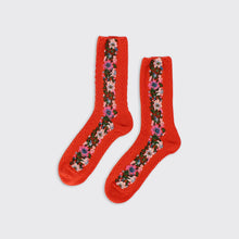 Load image into Gallery viewer, 04879 - Floral Garland Socks - Orange - Millie Mae