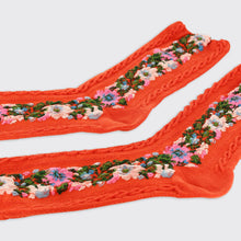 Load image into Gallery viewer, 04879 - Floral Garland Socks - Orange - Millie Mae