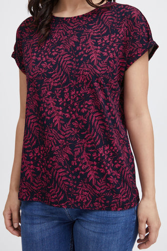 0634- Short Sleeve T Shirt- Rose Floral- Fransa