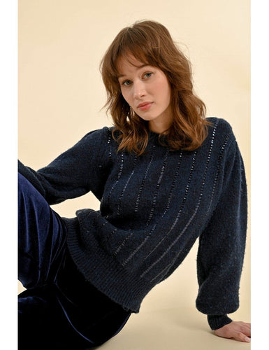 1597 - Puff Sleeve Jumper - Navy - Molly Bracken