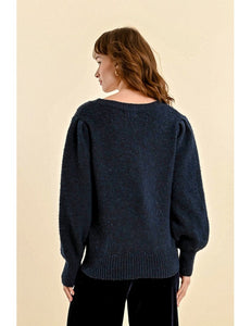 1597 - Puff Sleeve Jumper - Navy - Molly Bracken