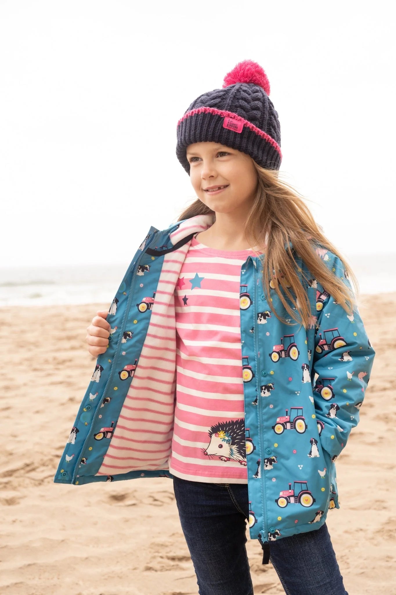 Freya Girls Coat Teal Farm Little Lighthouse Fifty Seven Boutique