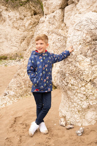 Finlay Boys Coat Navy Blue Tractor - Little Lighthouse