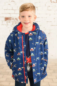 Finlay Boys Coat Navy Blue Tractor - Little Lighthouse