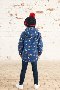 Finlay Boys Coat Navy Blue Tractor - Little Lighthouse