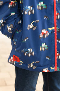 Finlay Boys Coat Navy Blue Tractor - Little Lighthouse