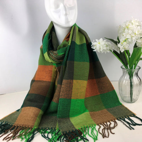 237-027- Square Print Scarf  - Green