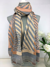 Load image into Gallery viewer, 235- Stripe Scarf - Grey