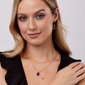 Crystal & Amethyst Drop Earrings- Knight & Day Jewellery