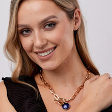 Load image into Gallery viewer, Chunky Paper Clip Chain &amp; Blue Drop Necklace- Knight &amp; Day Jewellery