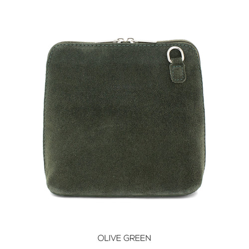 2130 - Suede Finish Crossbody Bags - Olive Green - Moda Express