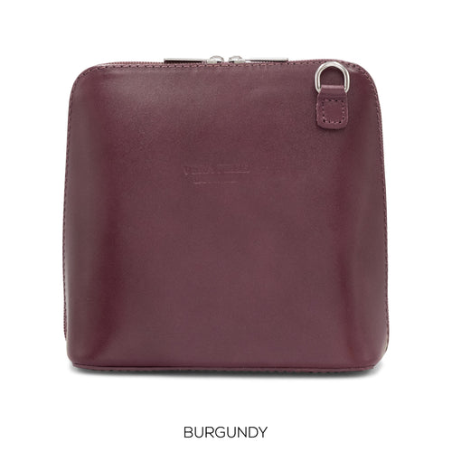 1158 - Crossbody Bag with Buckle Detail - Burgundy - Moda Express