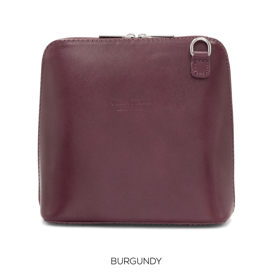 1158 - Crossbody Bag with Buckle Detail - Burgundy - Moda Express