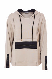 25130 - Hoodie with Contrast Panel - Mink - Naya