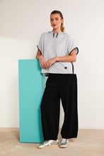 Load image into Gallery viewer, 25153 - Wide Leg Trouser with Tuck Hem Detail - Black - Naya