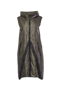 199- Naya Long Quilted Gilet- Khaki