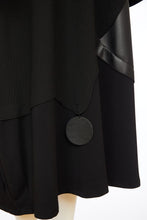 Load image into Gallery viewer, 24118- Dress with leatherette panel &amp; trim- Black- Ora