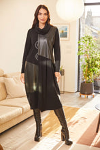 Load image into Gallery viewer, 24119-Dress with leatherette panels &amp; neckpiece- Black- Ora