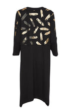 Load image into Gallery viewer, 24124- Print Dress with Contrast Skirt- Black/Bronze- Ora