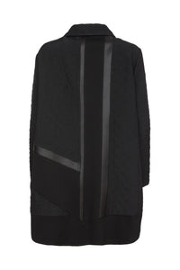 24125- Quilted coat with contrast panels & zip- Black- Ora