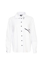 Load image into Gallery viewer, 24127- Shirt with trim @ pocket- White/Black- Ora