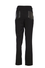 Load image into Gallery viewer, 24133- Leatherette trouser with contrast jersey back- Black- Ora