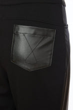 Load image into Gallery viewer, 24133- Leatherette trouser with contrast jersey back- Black- Ora